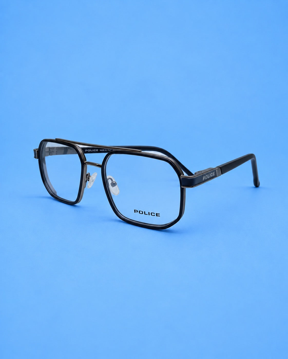 Police Black Geometric Aviator Optical Frame