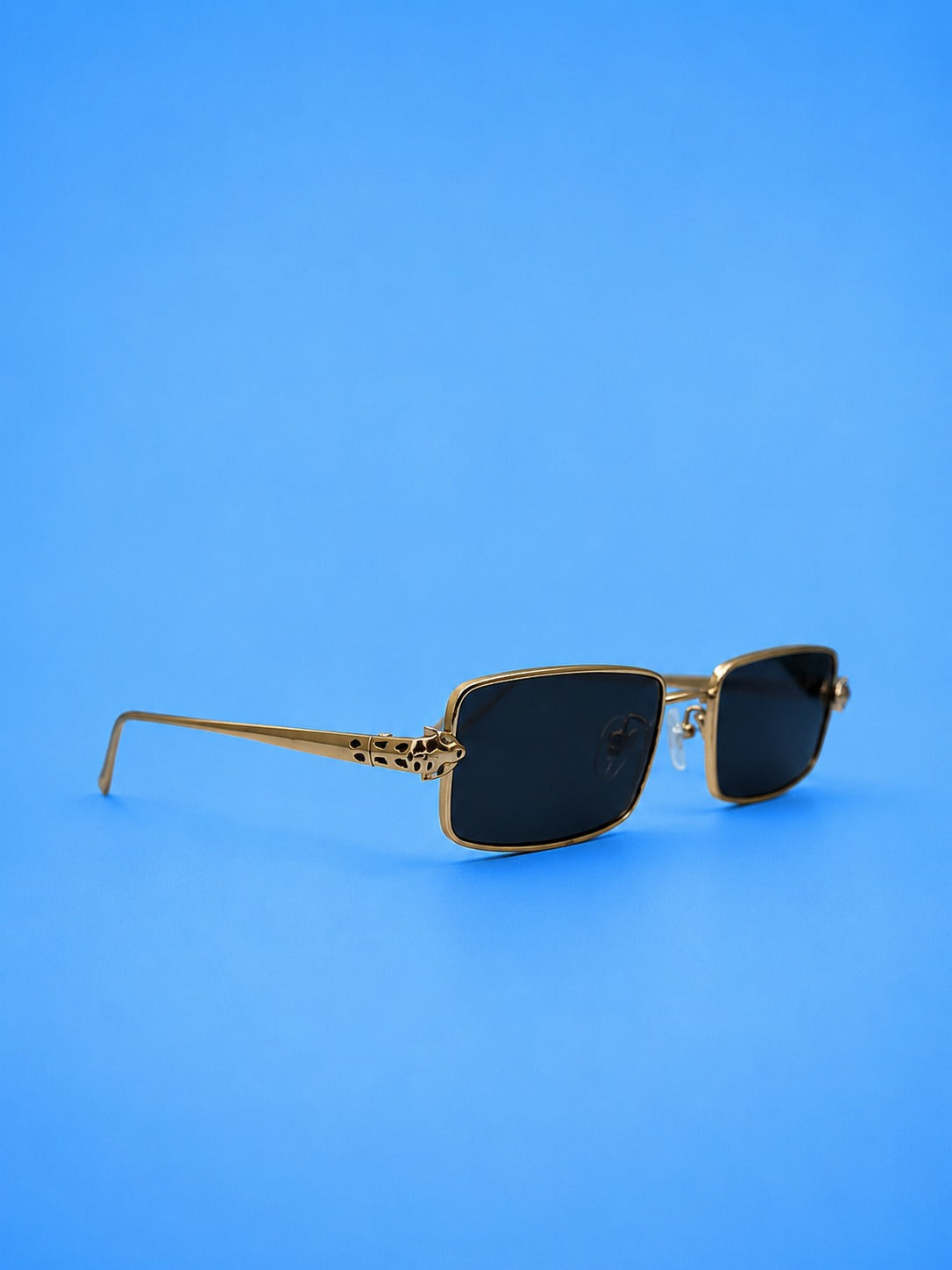Gold Rectangular Metal Sunglasses