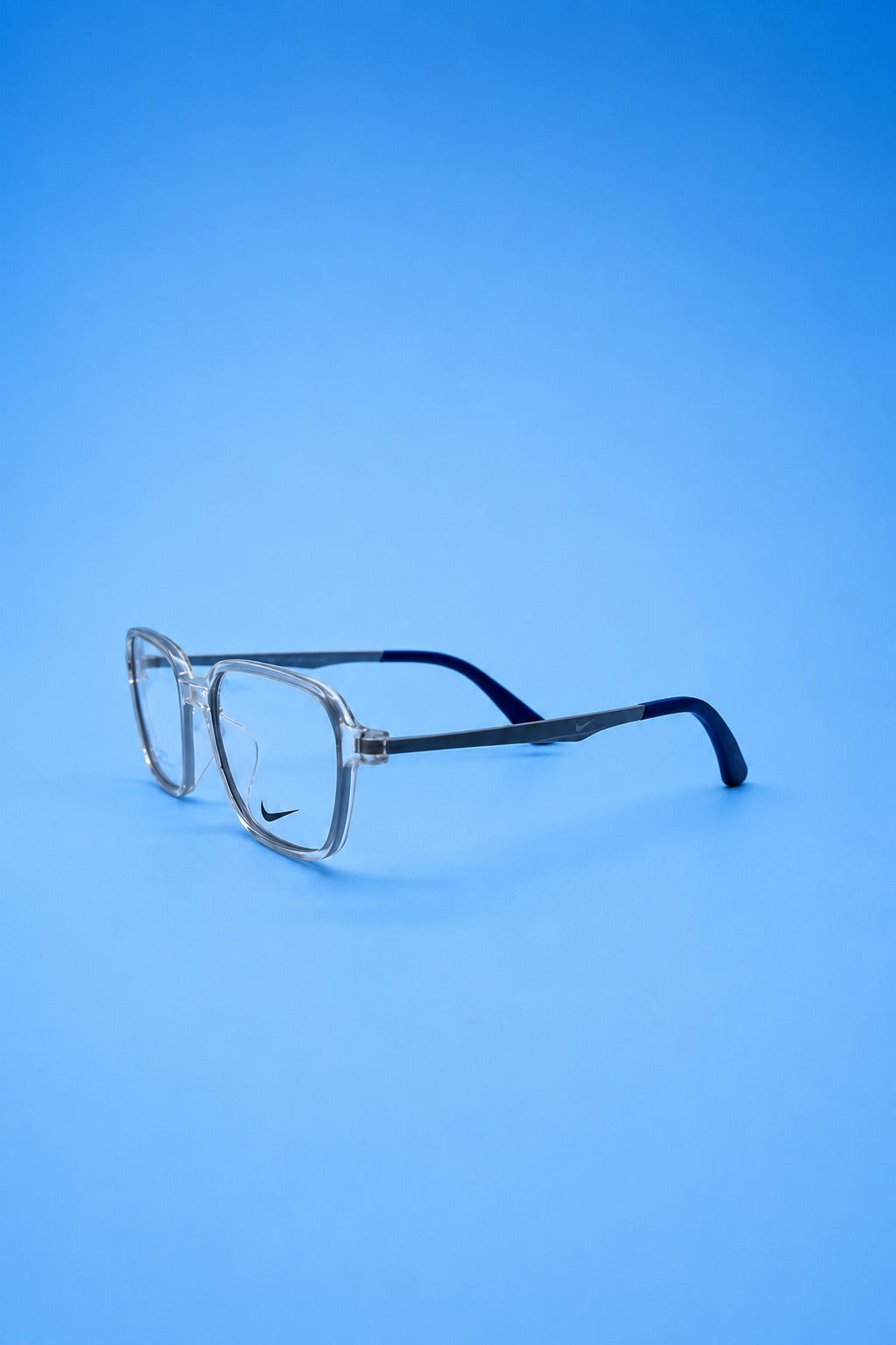 Nike Transparent Blue Rectangular Eyeglasses Frame