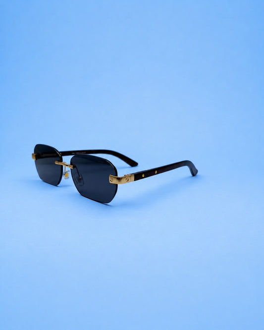 Gold-Tone Rimless Rectangular Sunglasses