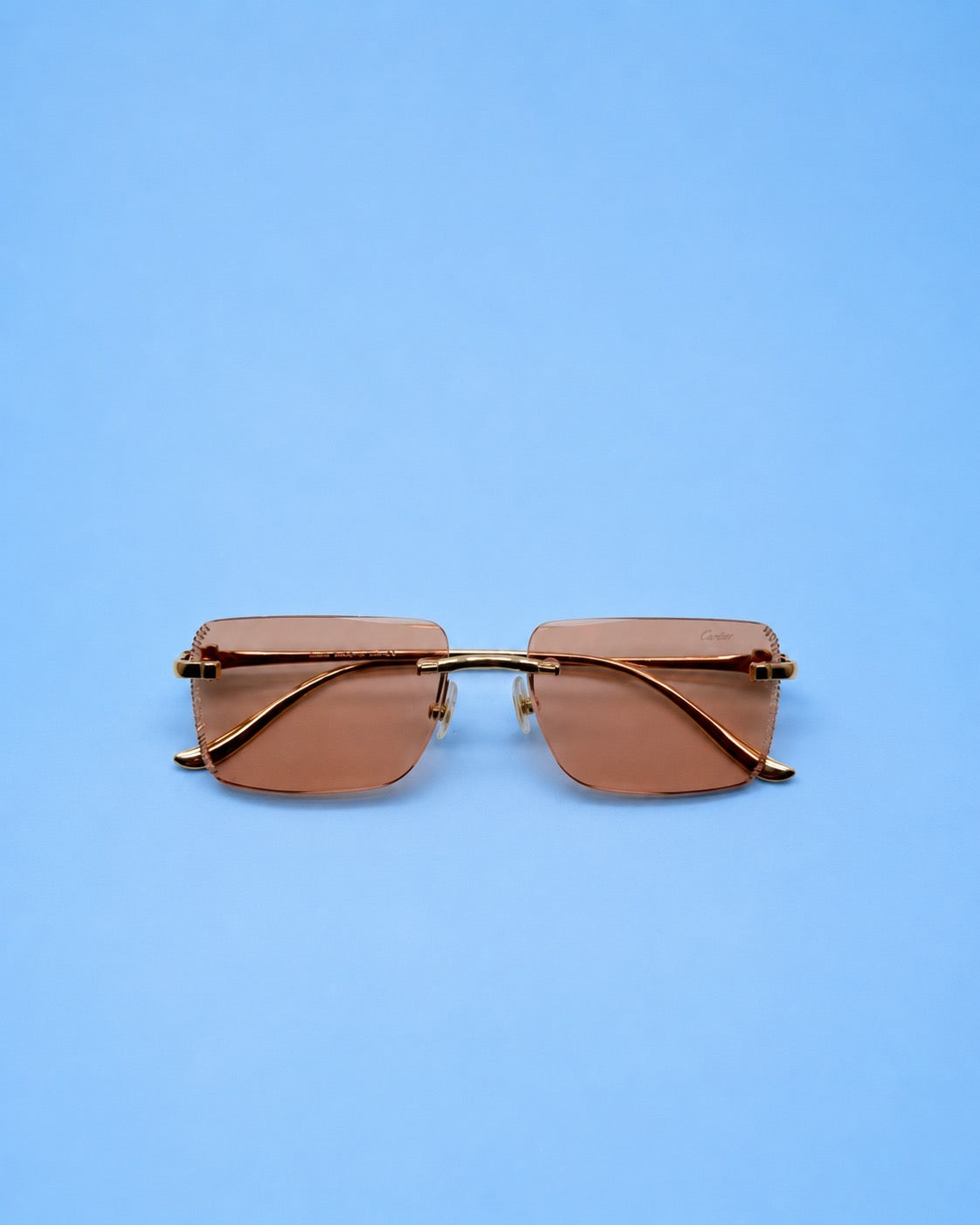 Gold-Tone Rimless Pink Lens Sunglasses