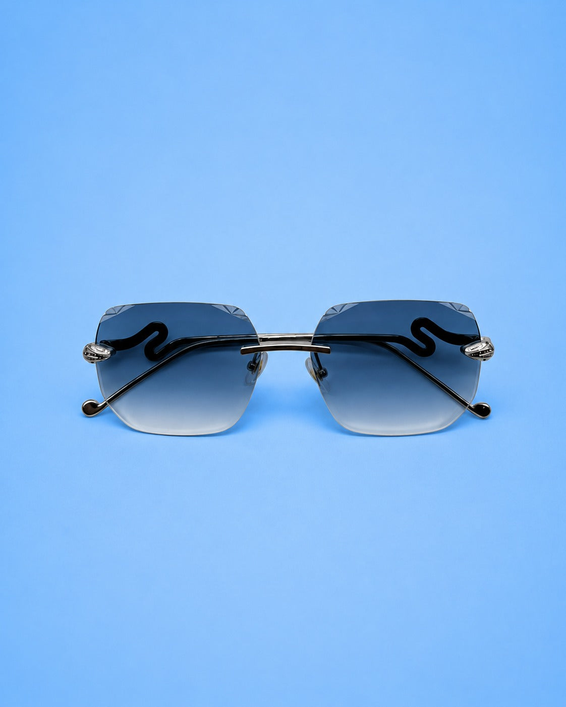 Silver Rimless Gradient Sunglasses
