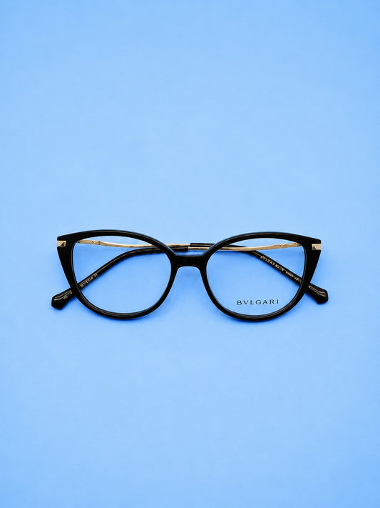 Bvlgari Black Rounded Cat-Eye Optical Frame