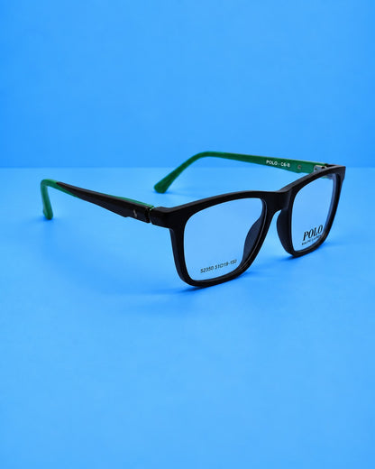 Polo Ralph Lauren Black & Green Rectangular Optical Frame