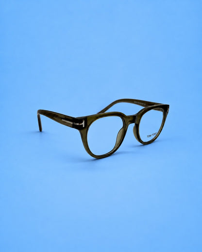 Tom Ford Olive Green Rounded Optical Frame