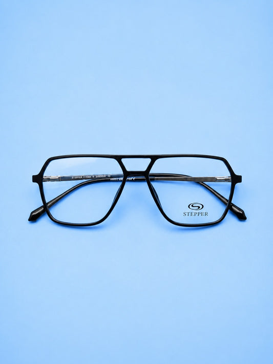 Stepper Black Geometric Optical Frame