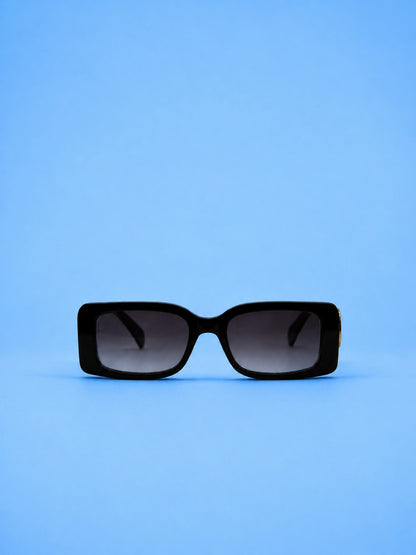 Gucci-Style Oversized Square Sunglasses – Black with Gold Logo Detail