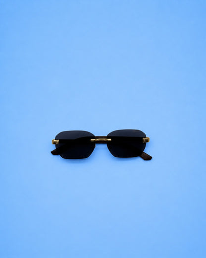 Gold-Tone Rimless Rectangular Sunglasses