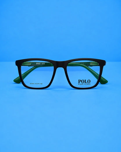 Polo Ralph Lauren Black & Green Rectangular Optical Frame