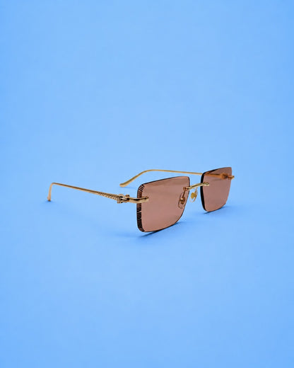 Gold-Tone Rimless Pink Lens Sunglasses