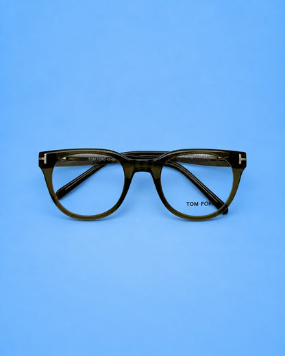 Tom Ford Olive Green Rounded Optical Frame