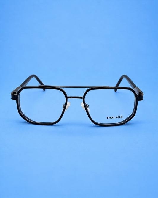 Police Black Geometric Aviator Optical Frame