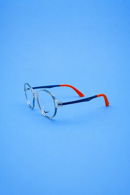Nike Kids Transparent Round Optical Frame -Blue & Orange