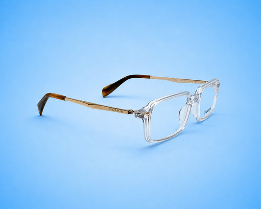 Police Crystal Clear Frame – Transparent & Gold (Standard Size)