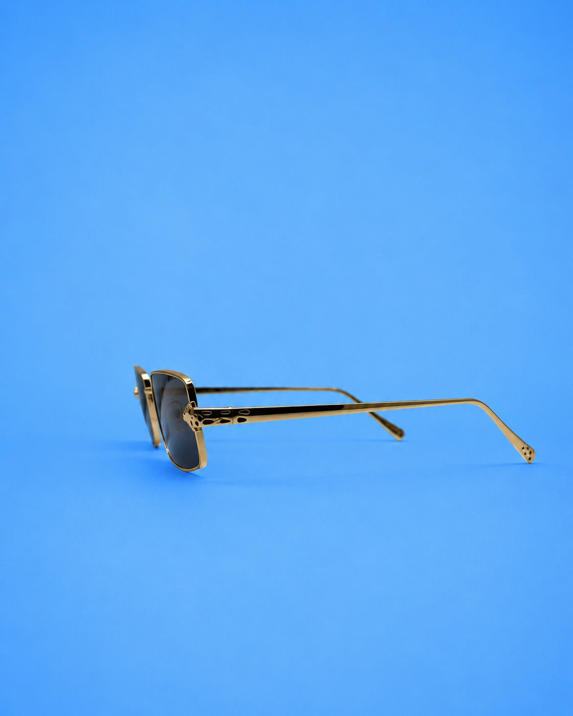 Gold Rectangular Metal Sunglasses
