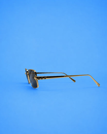 Gold Rectangular Metal Sunglasses