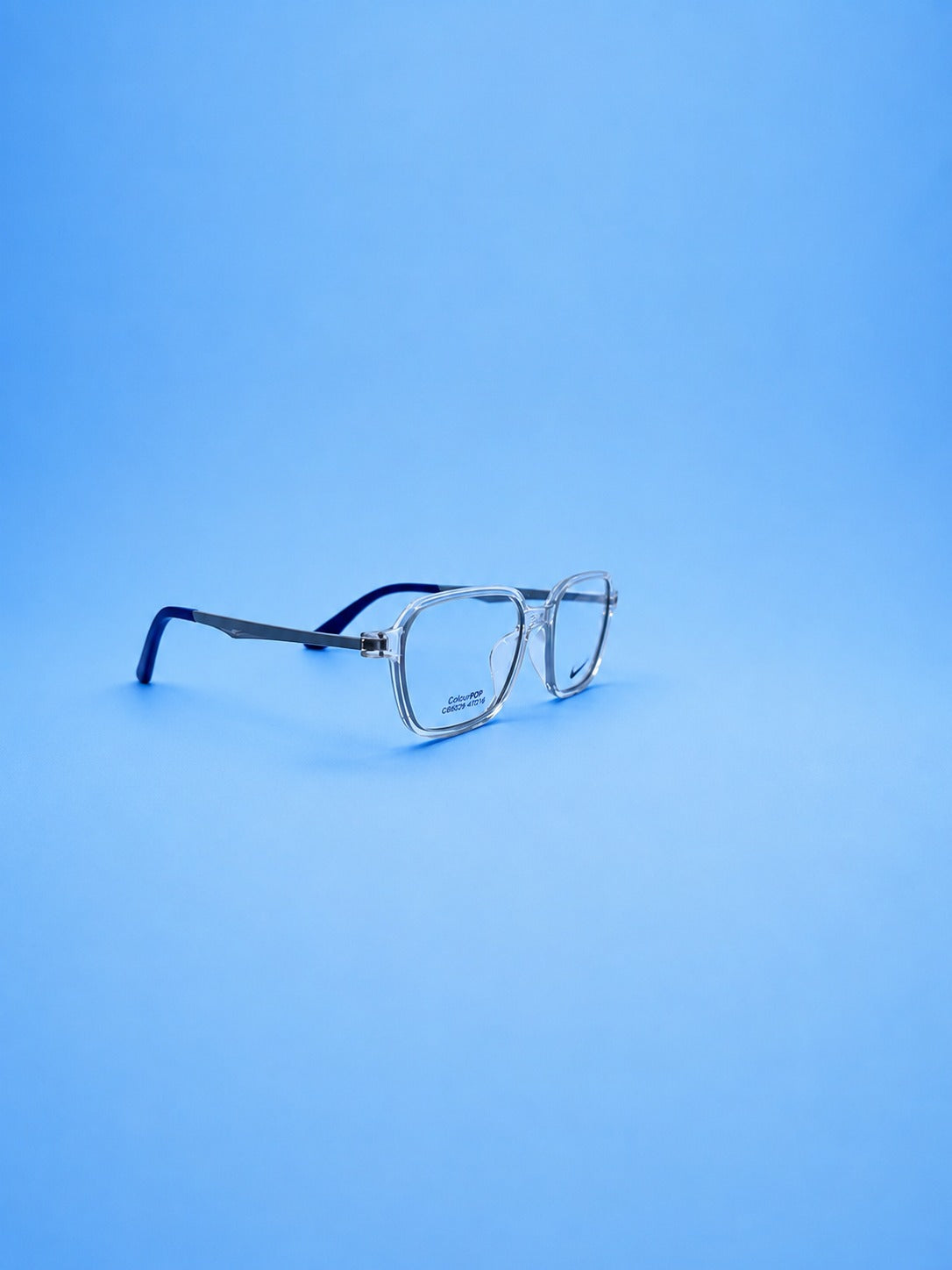 Nike Transparent Blue Rectangular Eyeglasses Frame