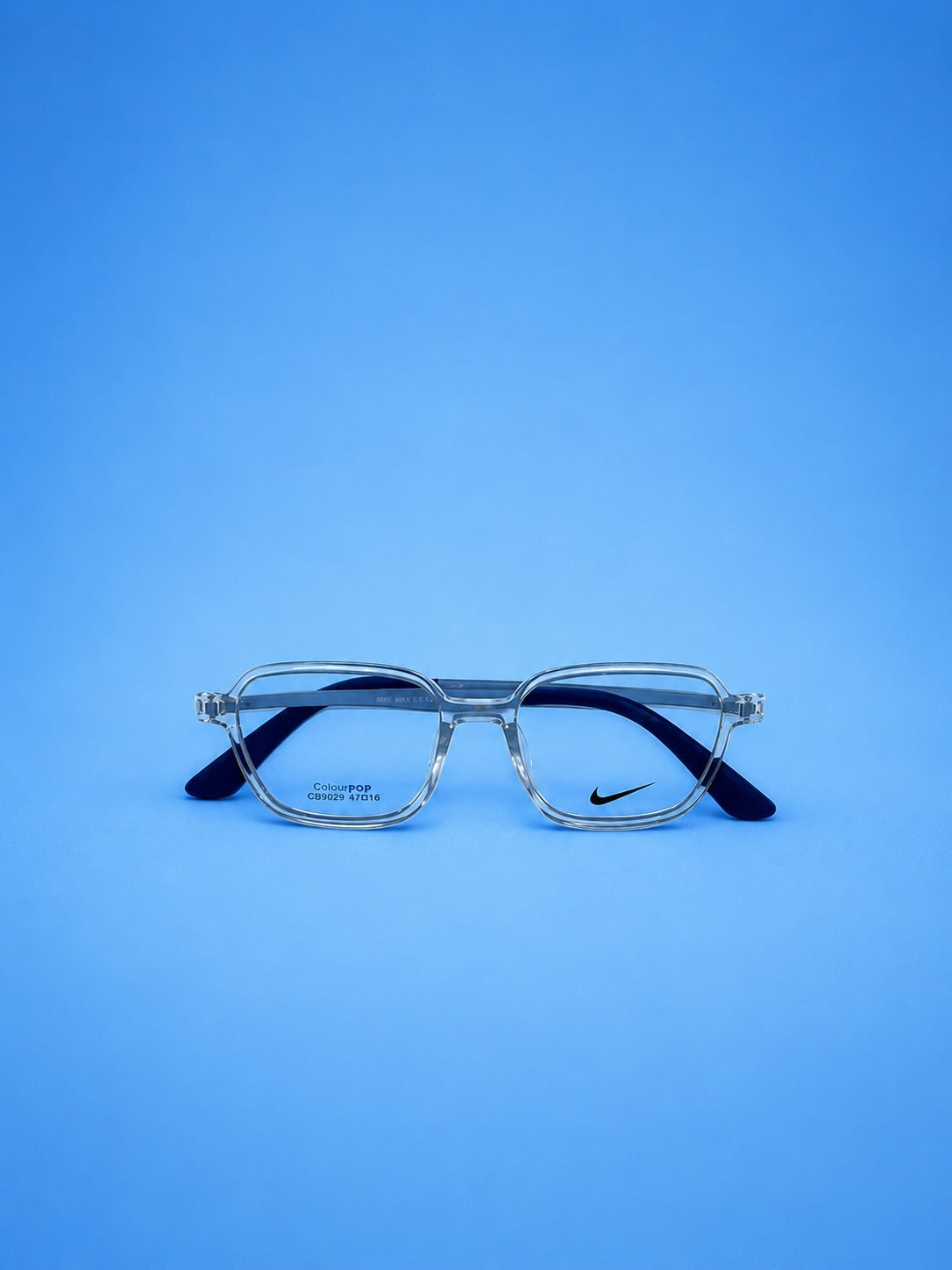 Nike Transparent Blue Rectangular Eyeglasses Frame