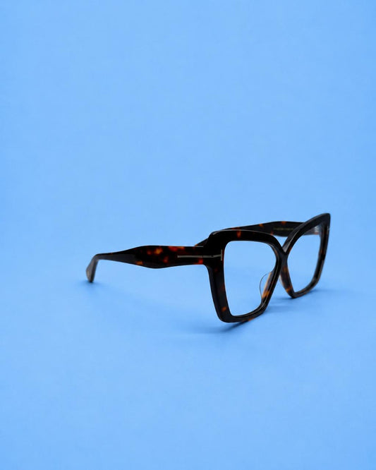 Tom Ford Tortoise Angular Cat-Eye Optical Frame