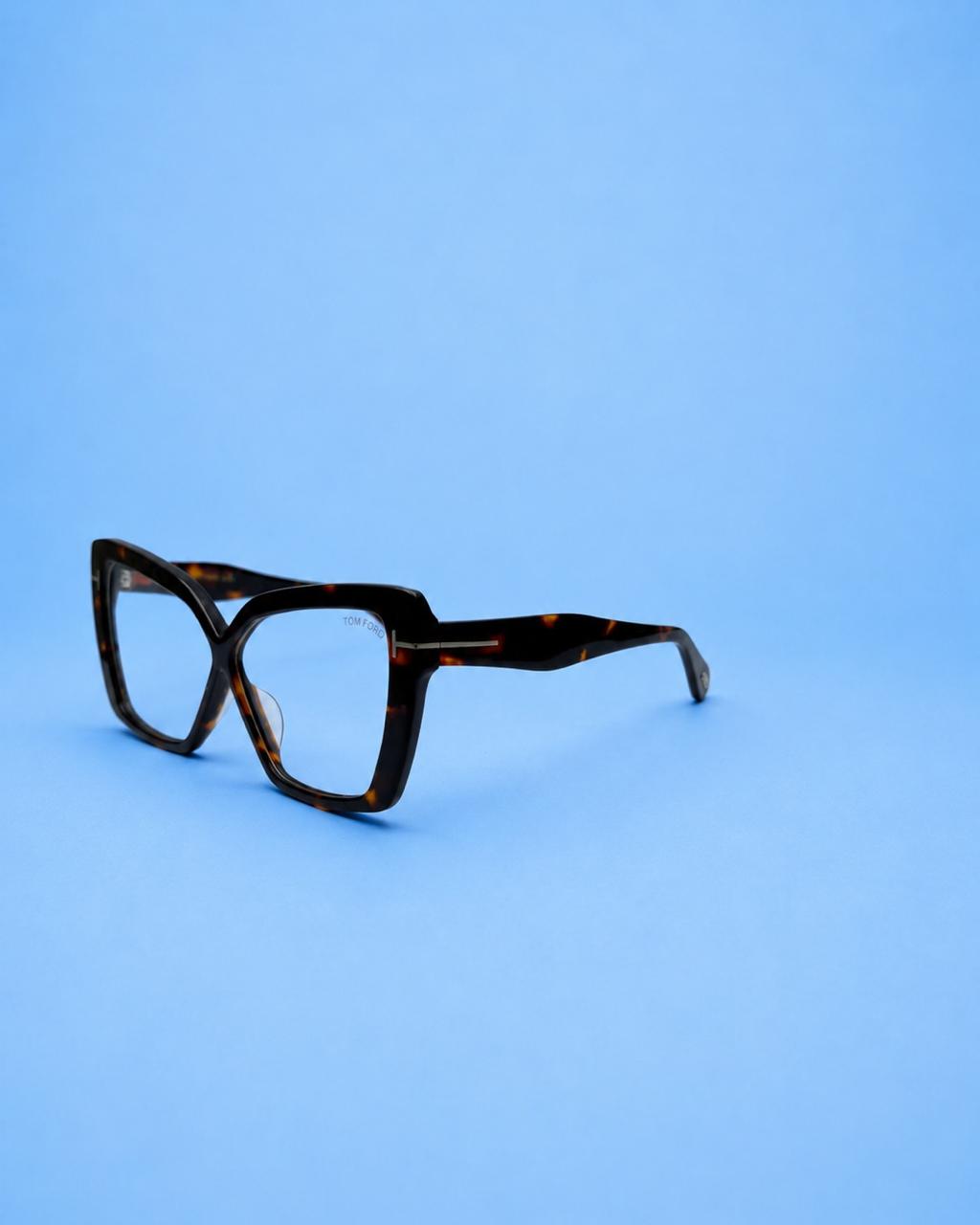 Tom Ford Tortoise Angular Cat-Eye Optical Frame