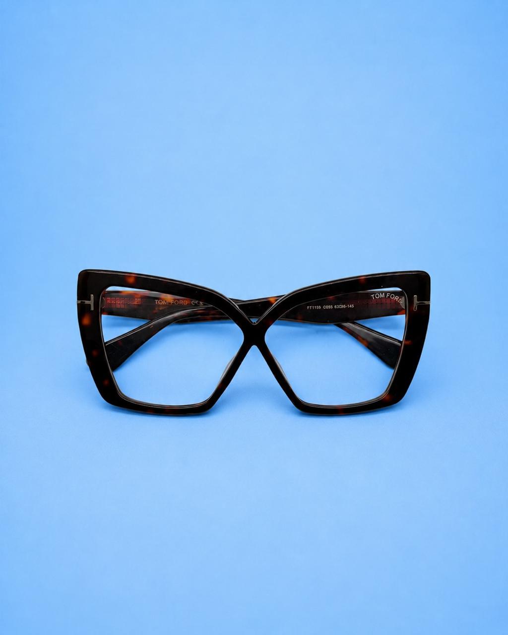 Tom Ford Tortoise Angular Cat-Eye Optical Frame