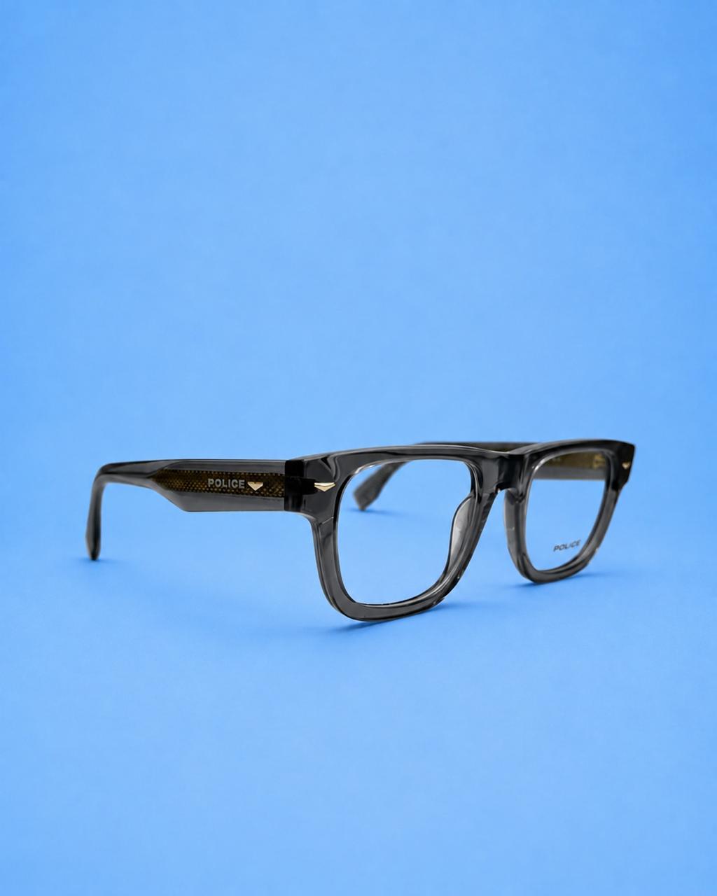 Police Smoke Grey Rectangular Optical Frame
