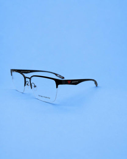 Emporio Armani Black Semi-Rimless Rectangular Optical Frame