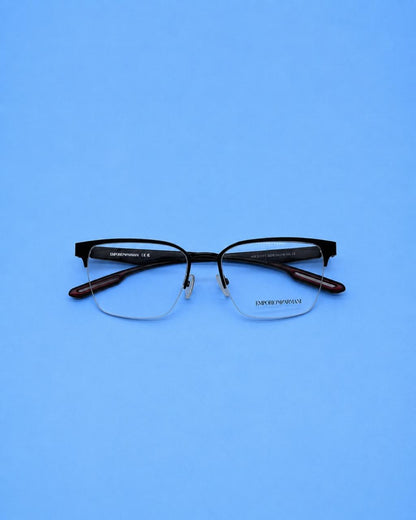 Emporio Armani Black Semi-Rimless Rectangular Optical Frame
