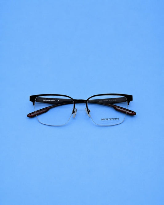 Emporio Armani Black Semi-Rimless Rectangular Optical Frame
