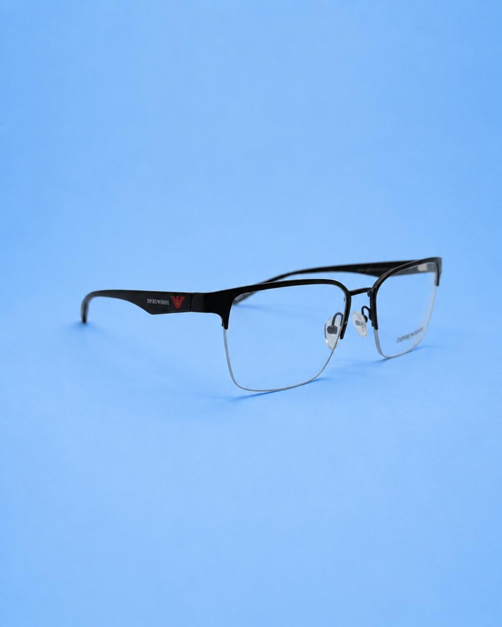 Emporio Armani Black Semi-Rimless Rectangular Optical Frame