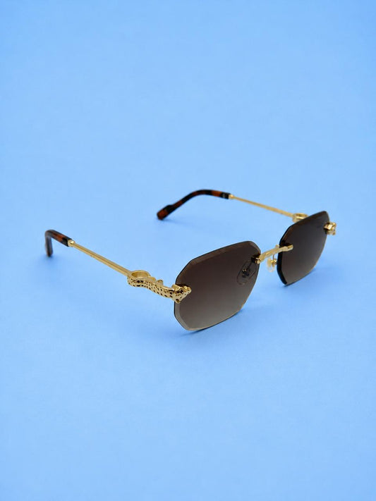 Gold-Tone Rimless Brown Gradient Sunglasses