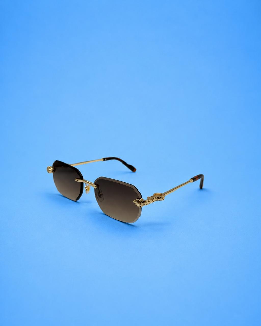 Gold-Tone Rimless Brown Gradient Sunglasses