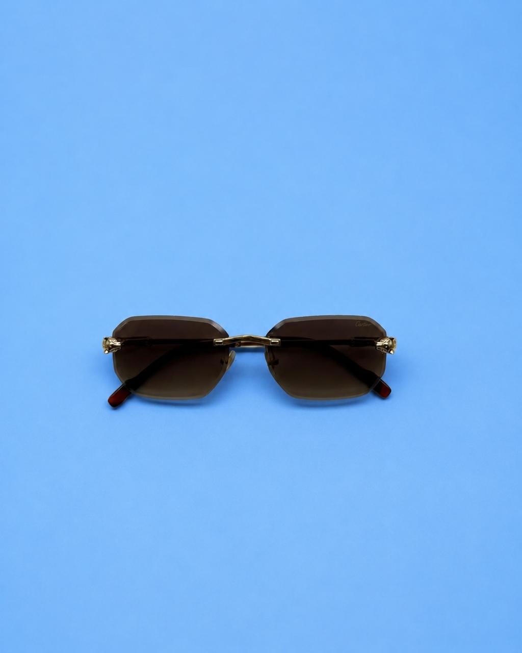 Gold-Tone Rimless Brown Gradient Sunglasses
